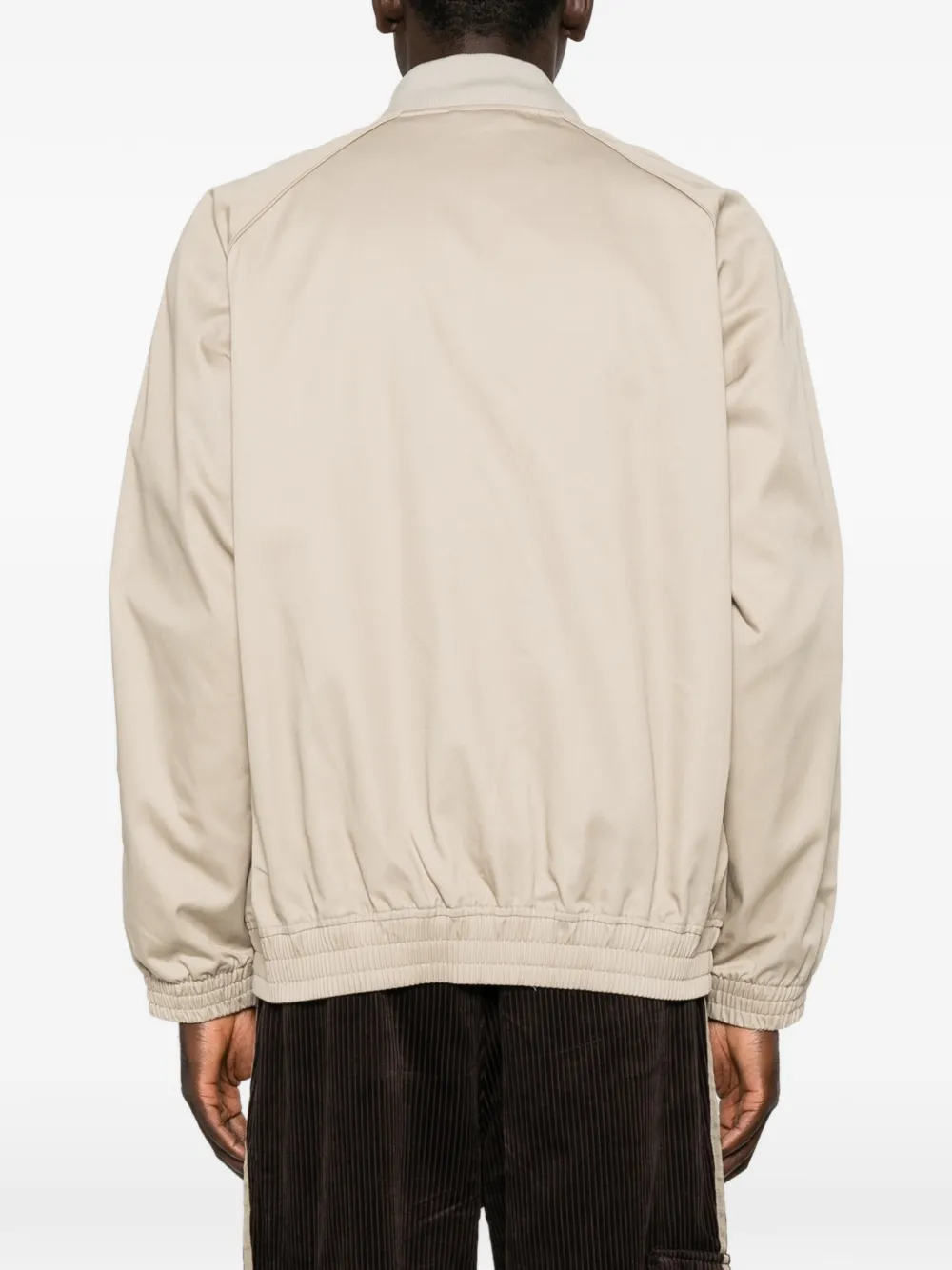 adidas stripe-detail logo-embroidered jacket Beige