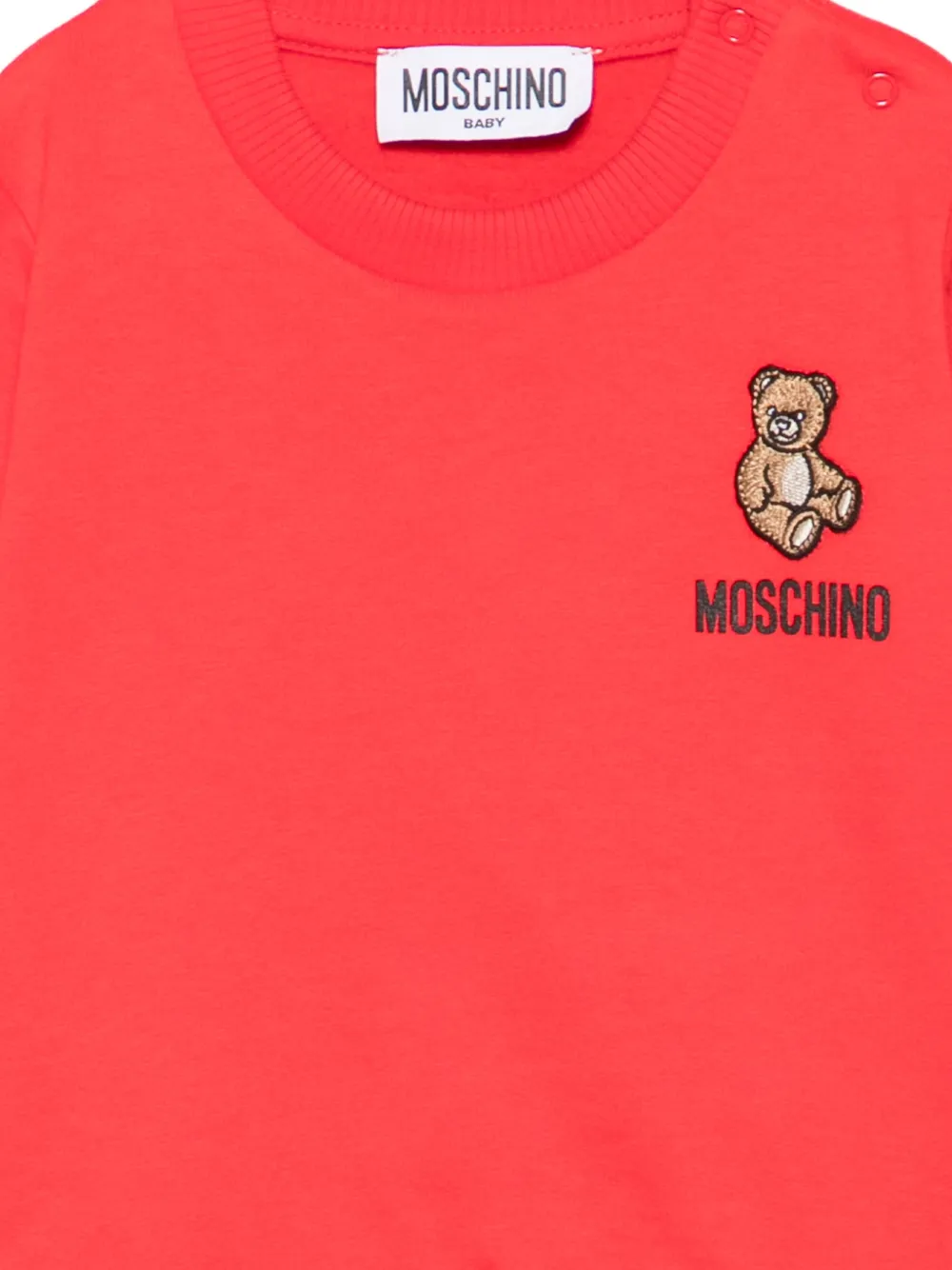 Moschino Kids Trui met Teddy Bear-patch en knoop op de schouder Rood