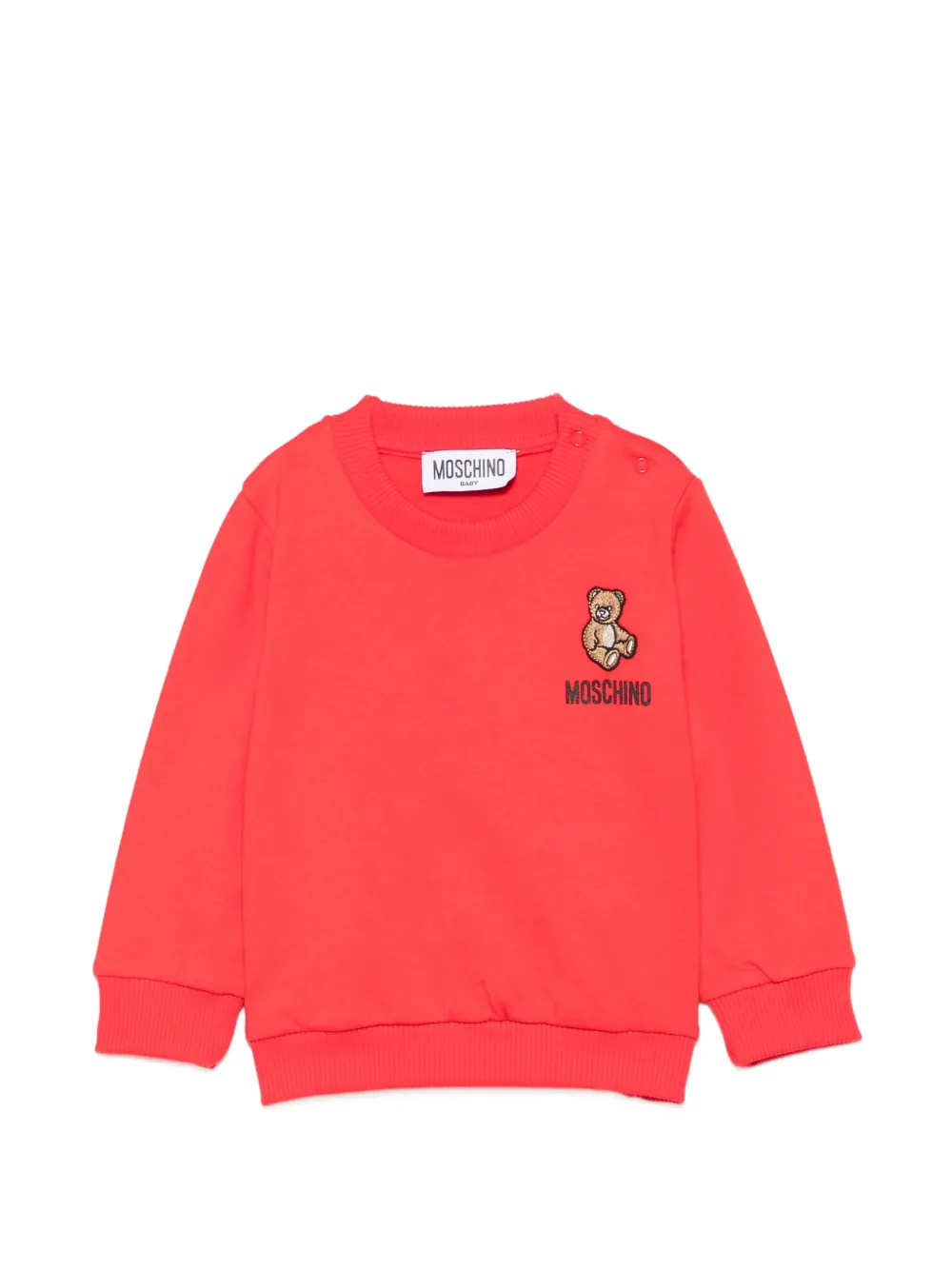 Moschino Kids Teddy Bear-patch shoulder-button sweater - Rot