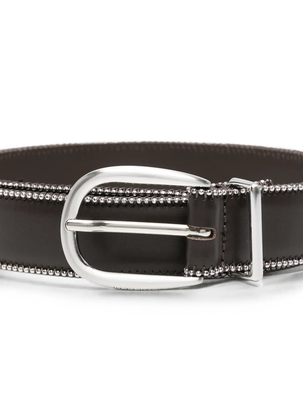 Peserico Leren riem met afwerking met kralen Bruin