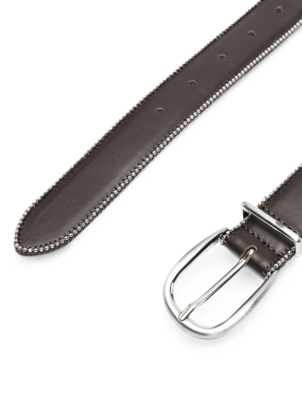 Peserico Leren riem met afwerking met kralen Bruin