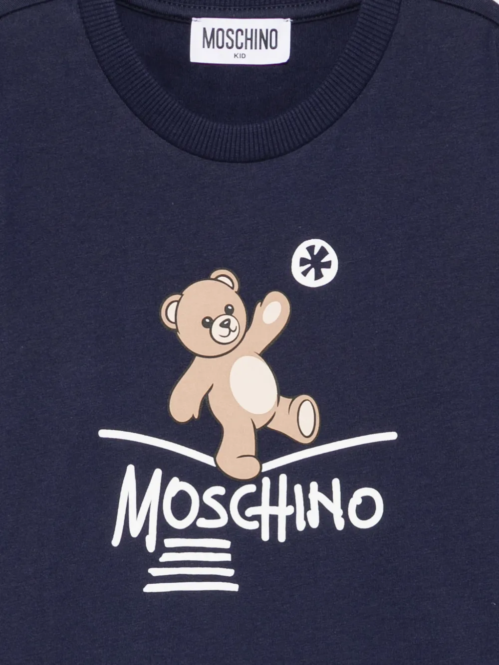 Moschino Kids T-shirt met logoprint Blauw
