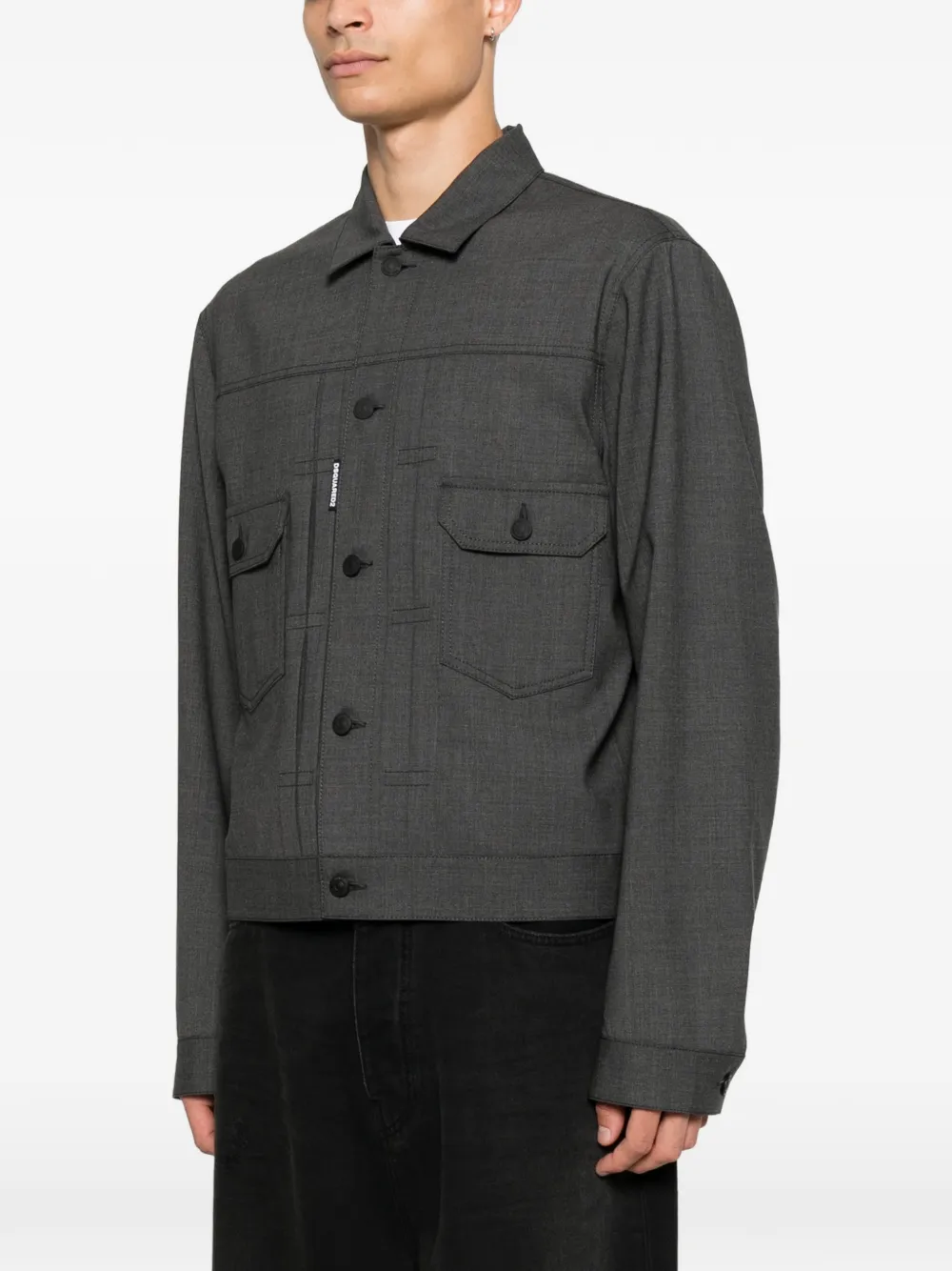 DSQUARED2 Button-up jack met zakdetail Grijs