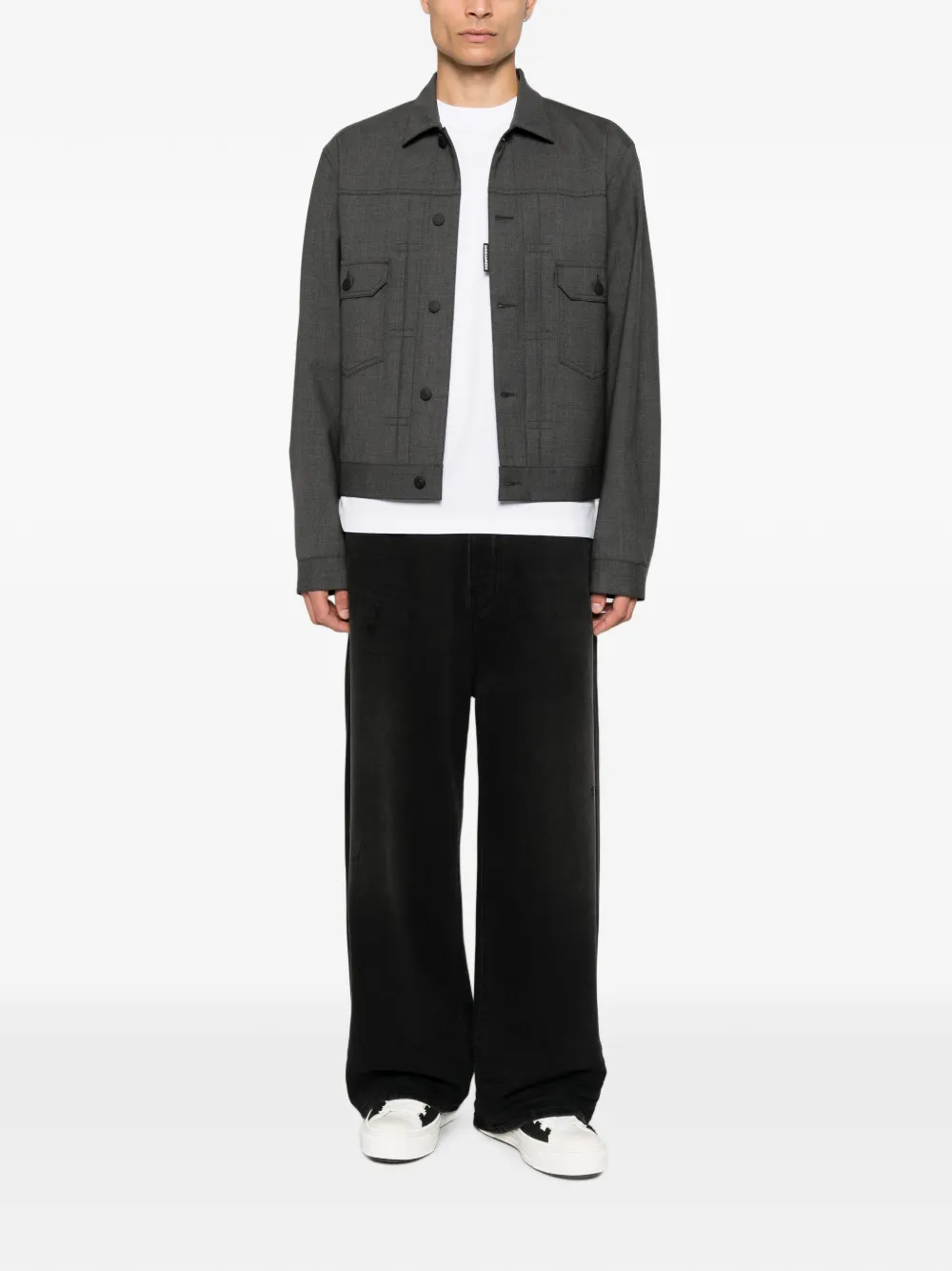 DSQUARED2 Button-up jack met zakdetail Grijs
