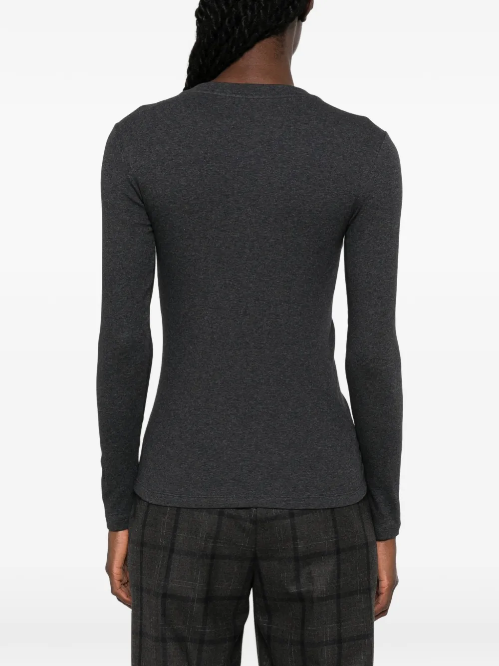 Peserico T-shirt met lange mouwen en verfraaide hals Grijs