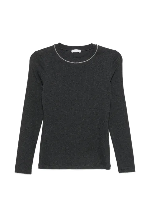 Peserico embellished-neck long-sleeve T-shirt