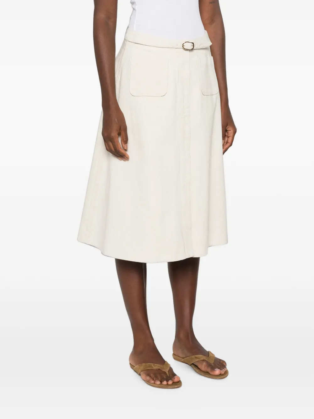 Dorothee Schumacher Midi-rok met opgestikte zak en ceintuur Beige