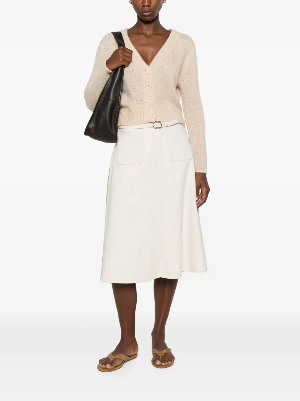 Dorothee Schumacher Midi-rok met opgestikte zak en ceintuur Beige