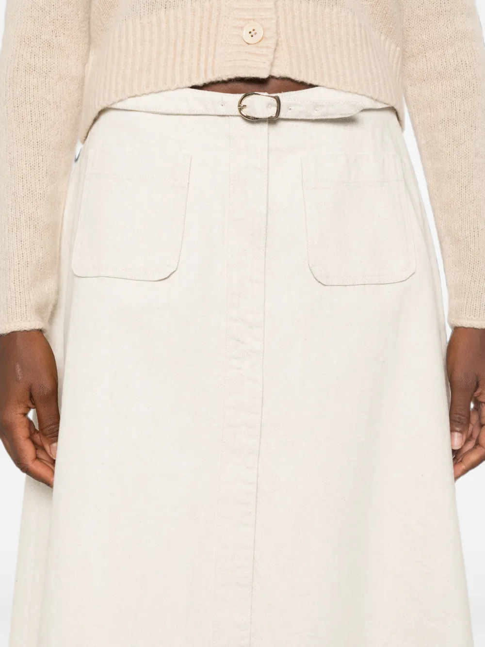Dorothee Schumacher Midi-rok met opgestikte zak en ceintuur Beige