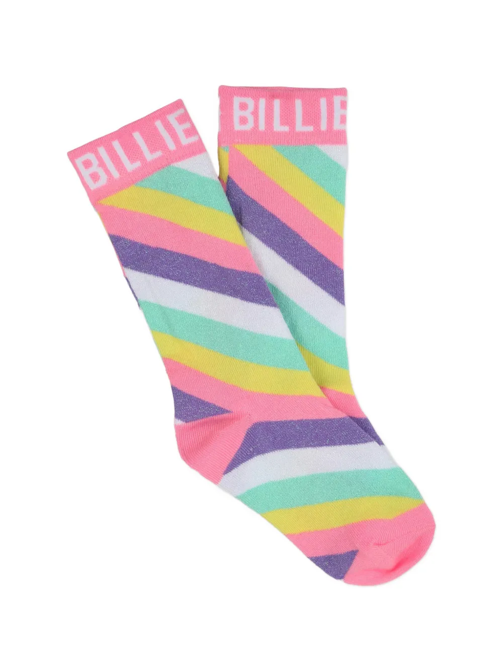 Billieblush glitter-effect striped socks - Rosa