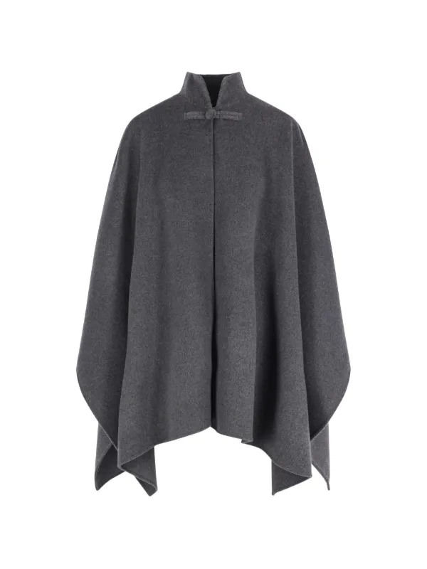 Róhe Pankou-knot Stand-collar Cape in Grey