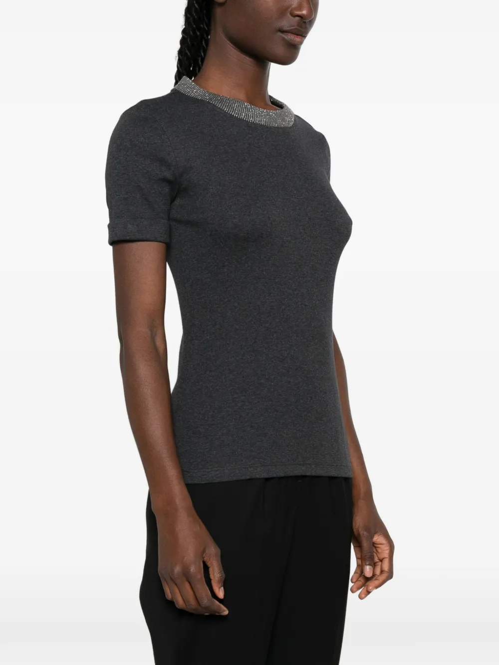 Peserico T-shirt met verfraaide afwerking en korte mouwen Grijs