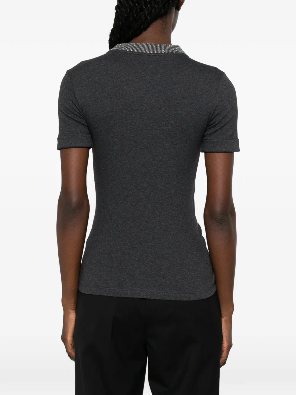 Peserico T-shirt met verfraaide afwerking en korte mouwen Grijs