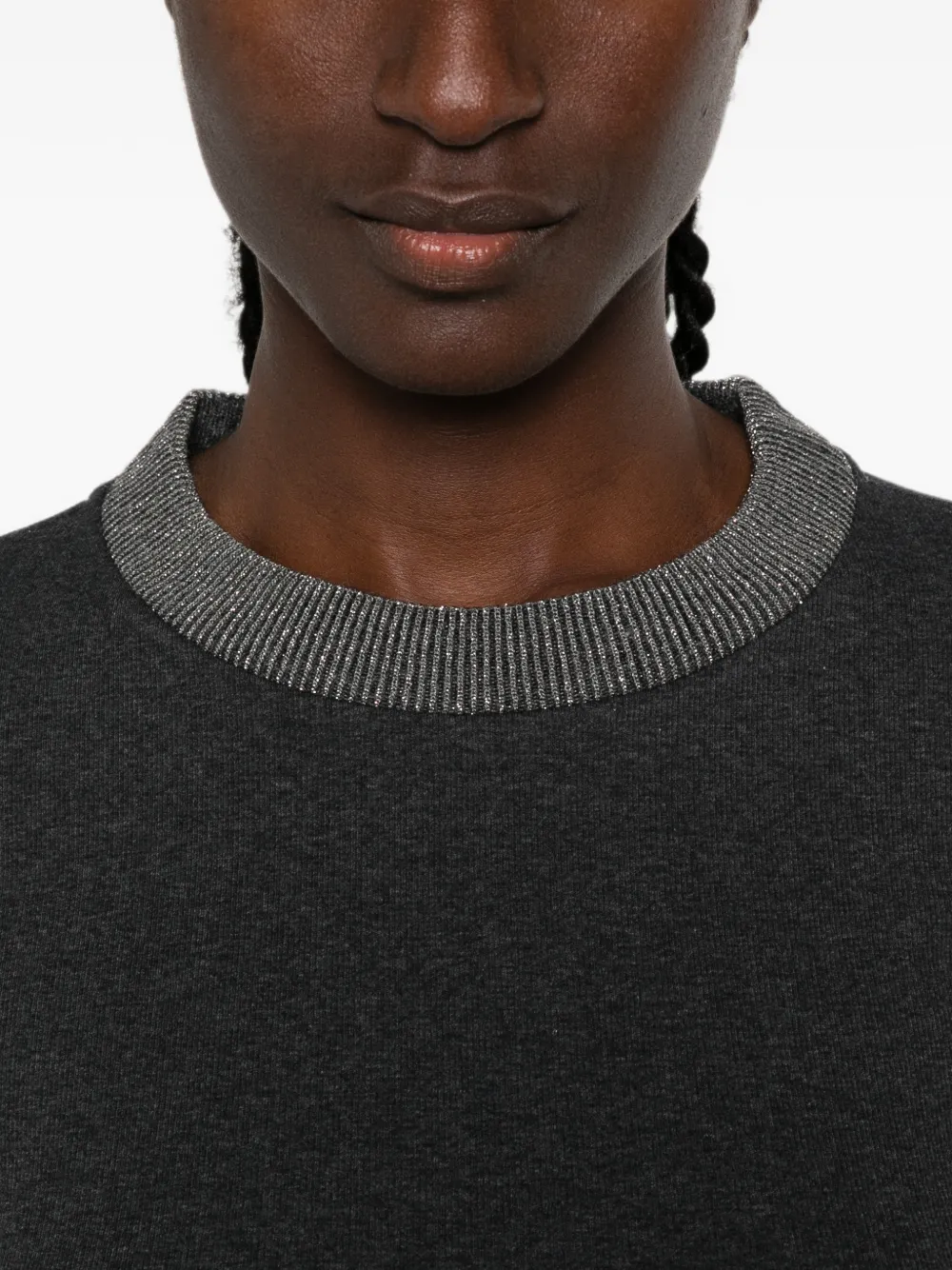 Peserico T-shirt met verfraaide afwerking en korte mouwen Grijs
