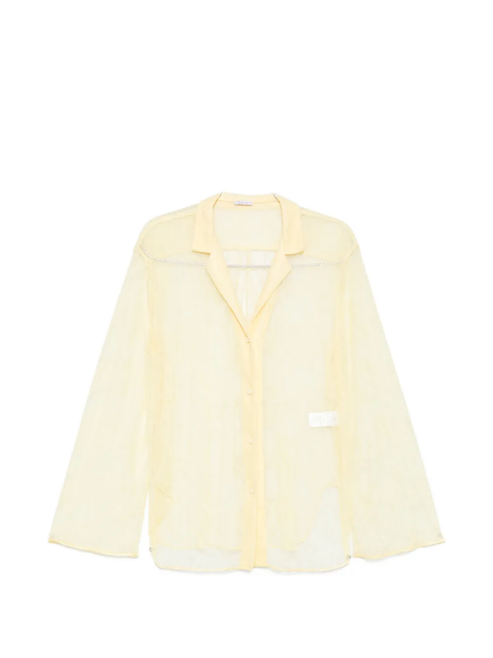 Oséree lace-knit button-up shirt - Giallo