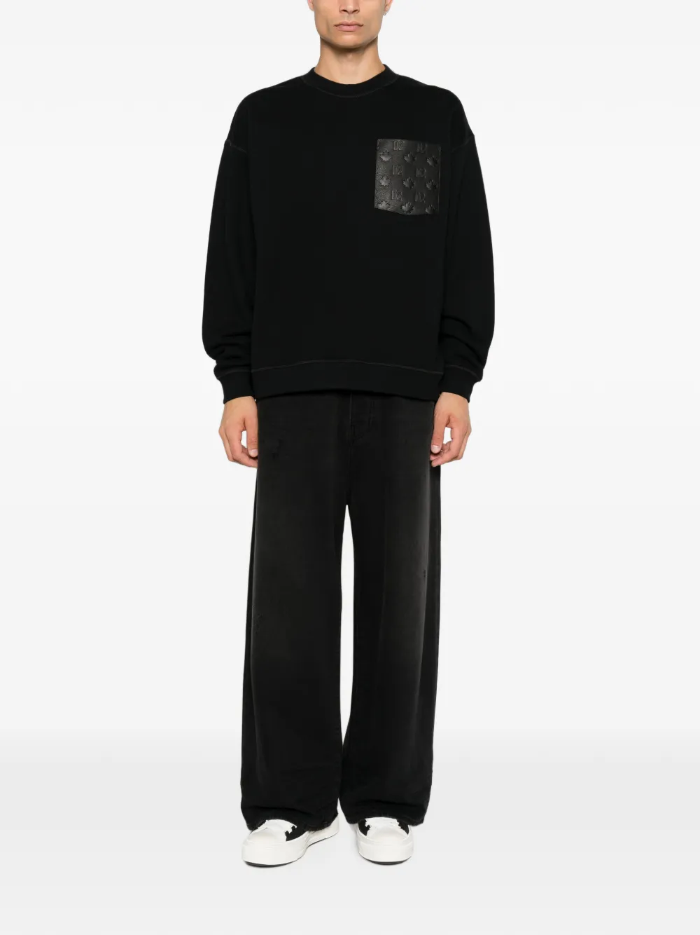 DSQUARED2 Sweater met logo-reliëf Zwart