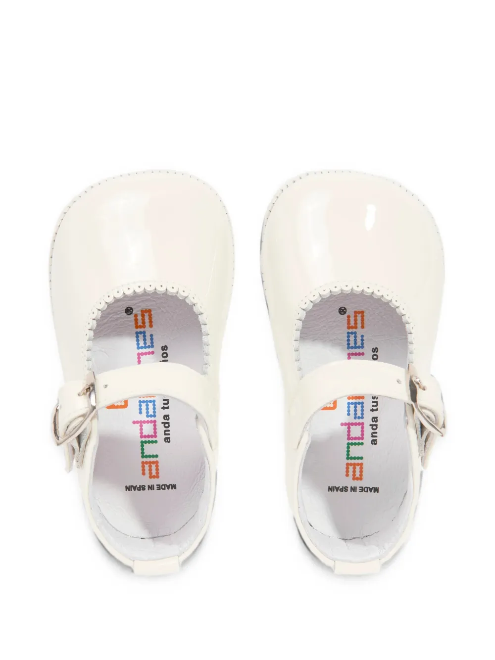 ANDANINES buckle-fastening scalloped ballet flats Beige
