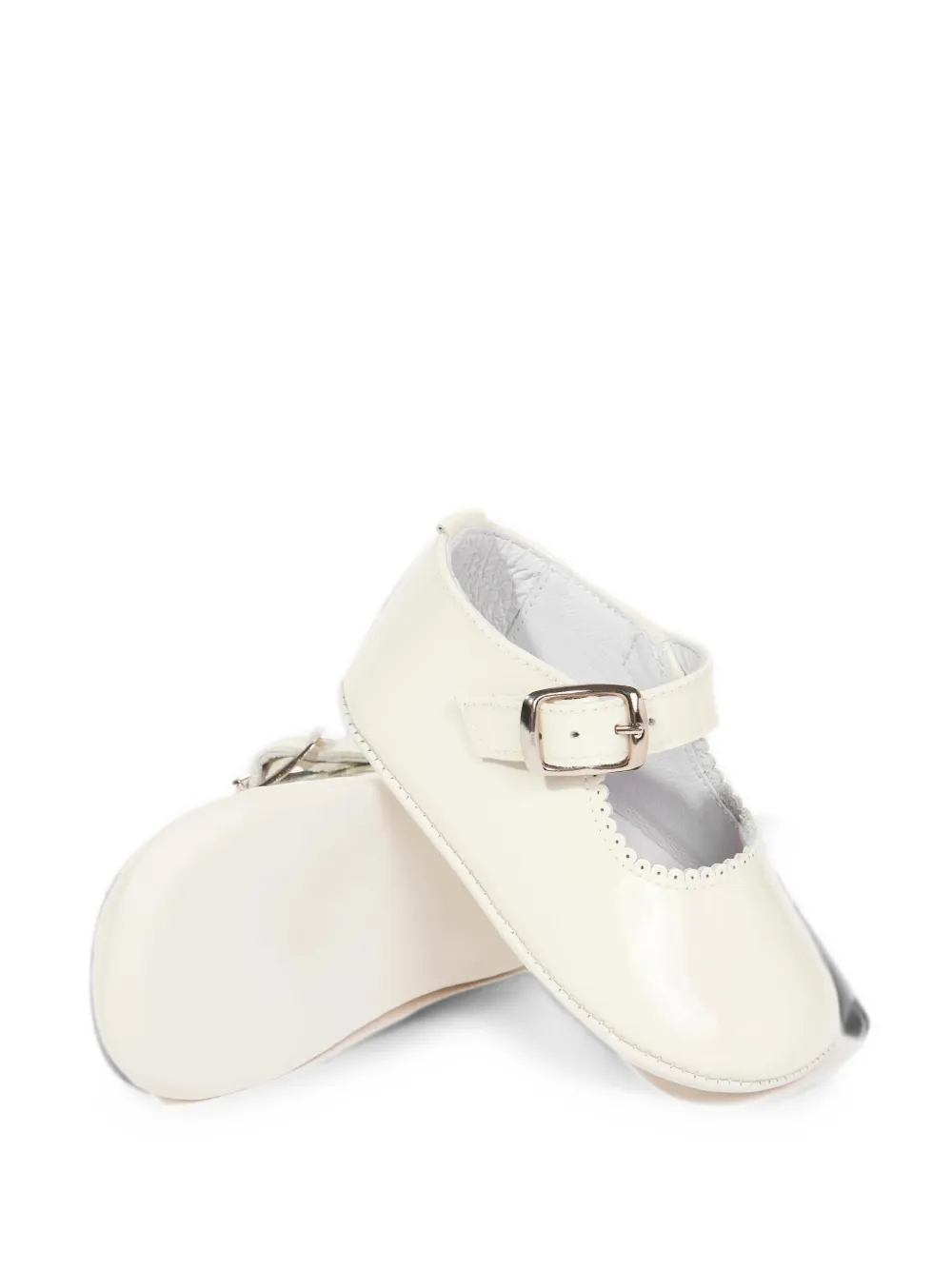 ANDANINES buckle-fastening scalloped ballet flats Beige