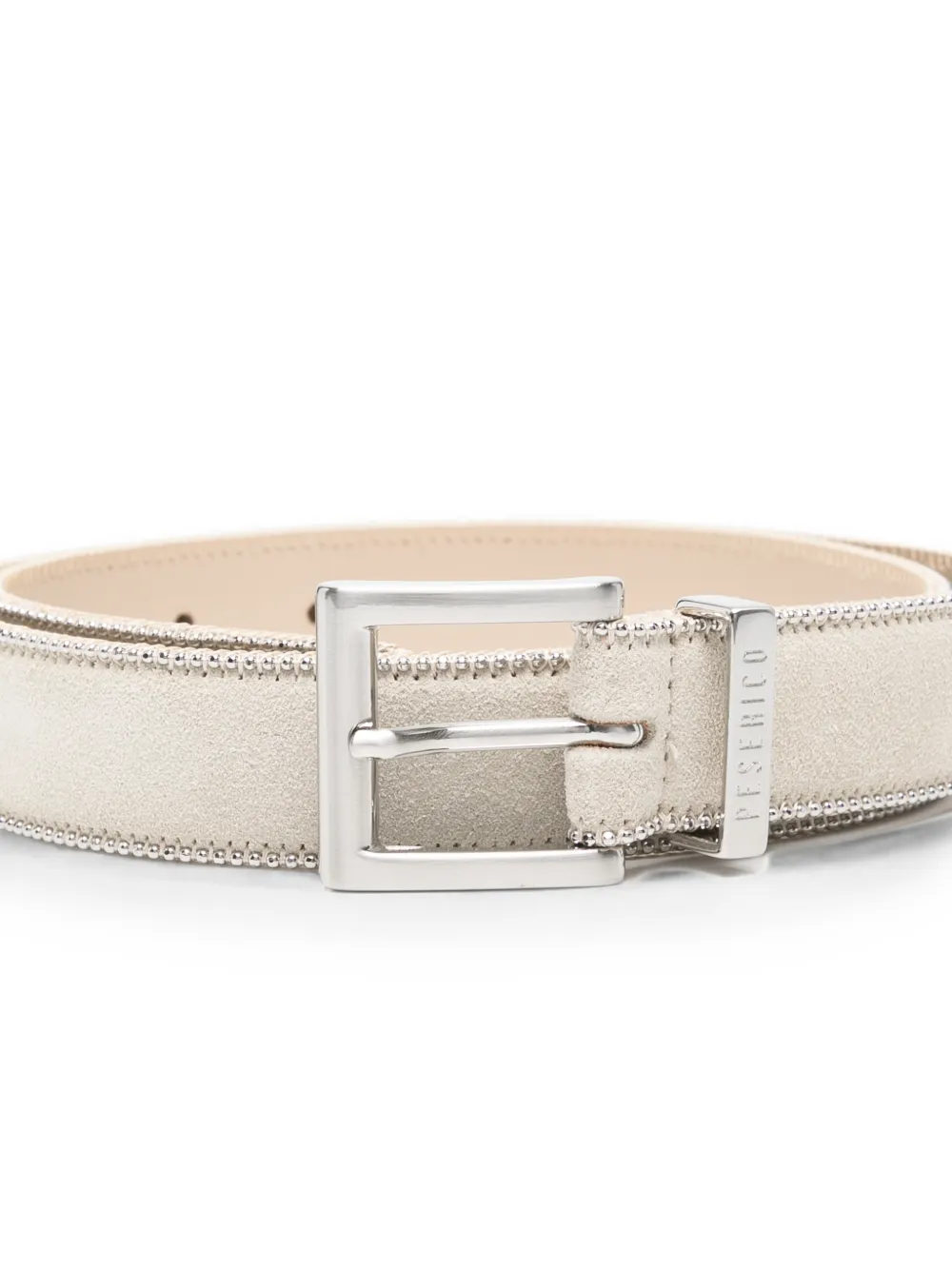 Peserico Leren riem met afwerking met kralen Beige