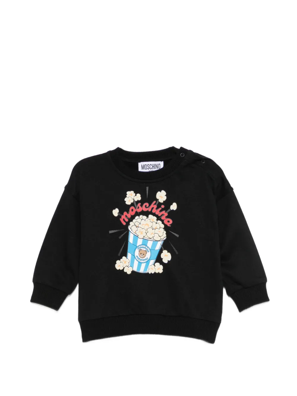 Moschino Kids popcorn-print press-stud sweatshirt - Schwarz