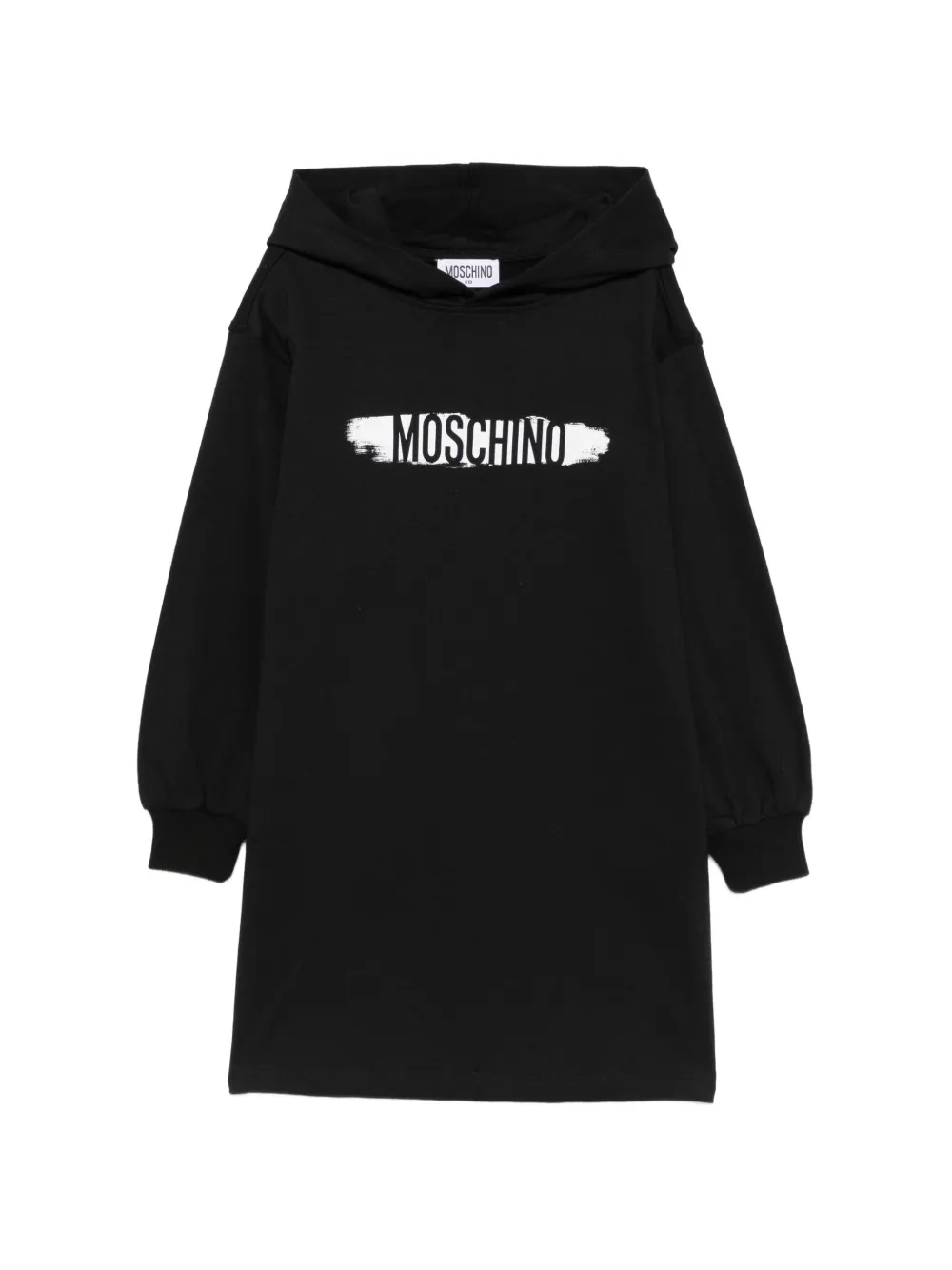 Moschino Kids logo-print hooded dress - Nero