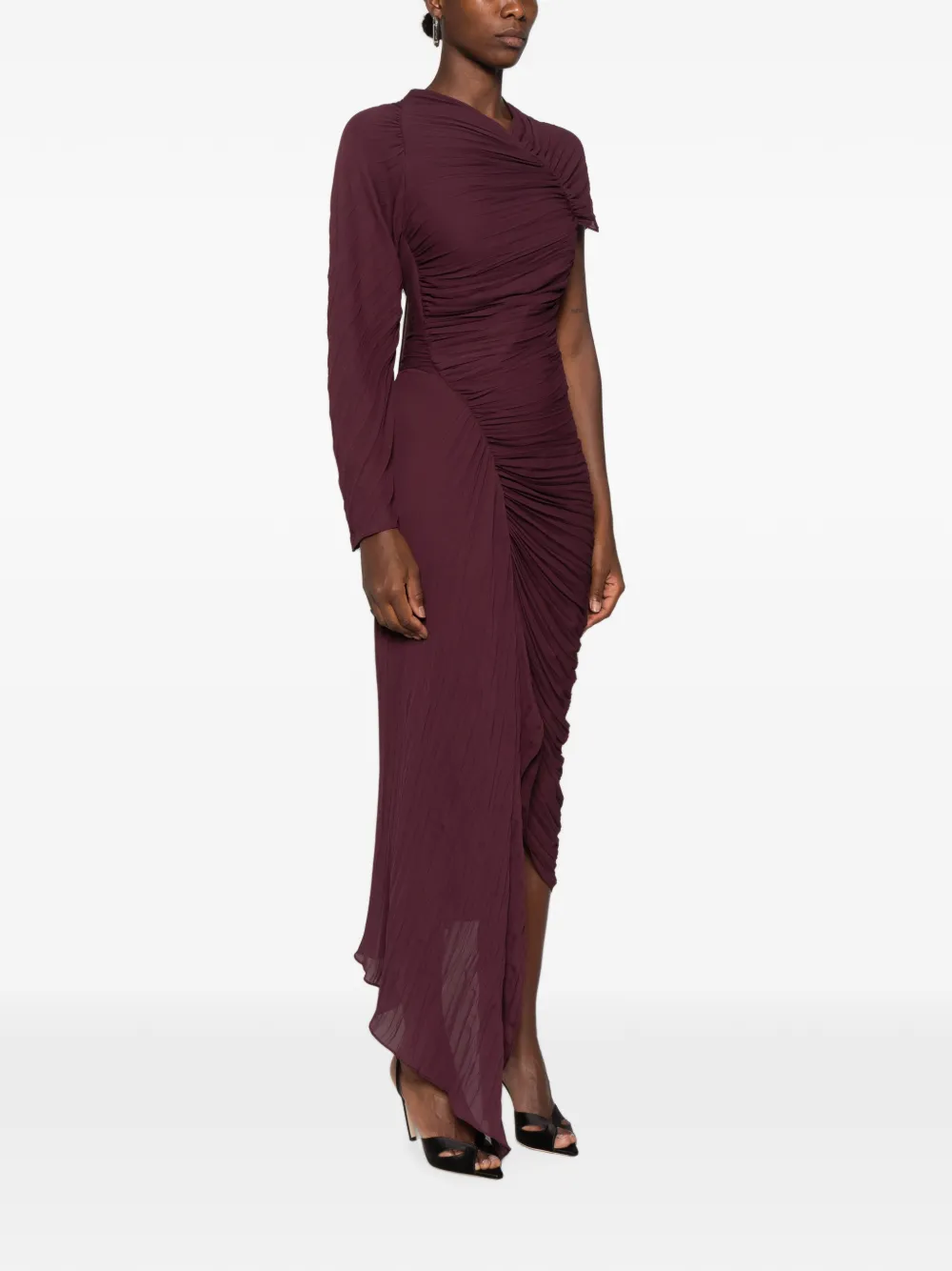 Victoria Beckham Asymmetrische jurk met ruches Paars