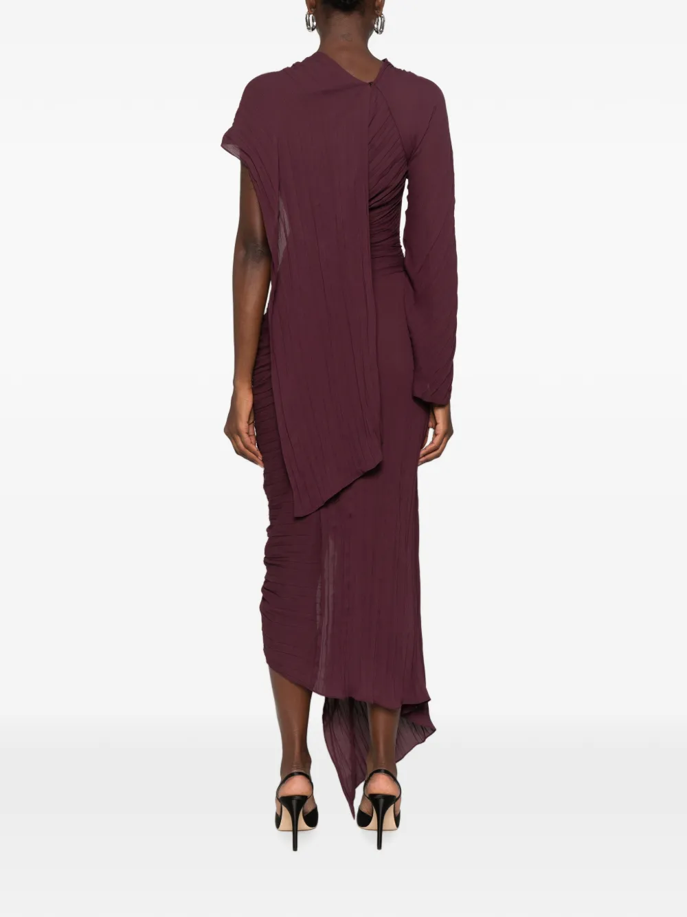 Victoria Beckham Asymmetrische jurk met ruches Paars