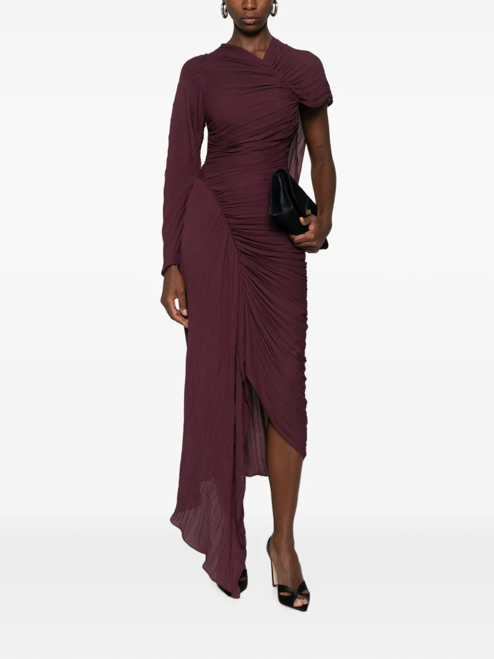 Victoria Beckham Asymmetrische jurk met ruches Paars