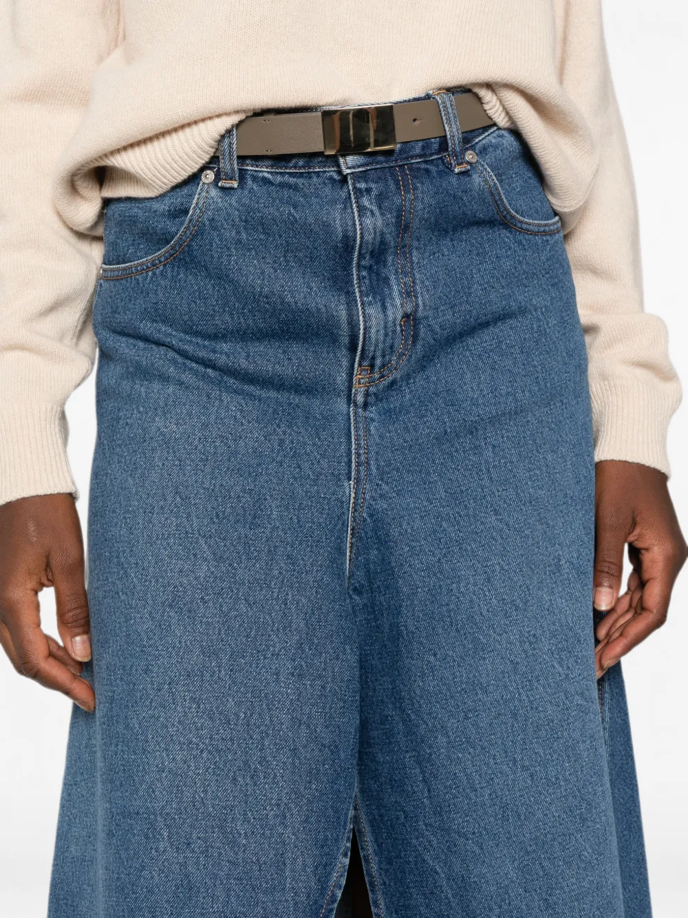 Victoria Beckham Asymmetric-hem Front-slit Skirt in Blue, view 5