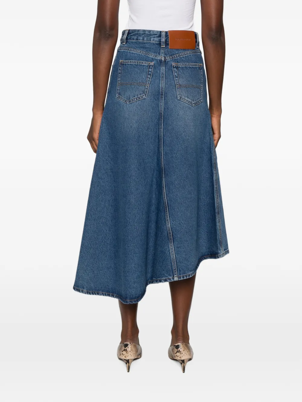 Victoria Beckham Asymmetric-hem Front-slit Skirt in Blue, view 4