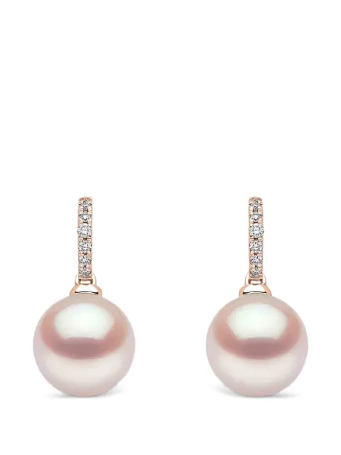 Yoko London Freshwater pearl and diamond drop earrings