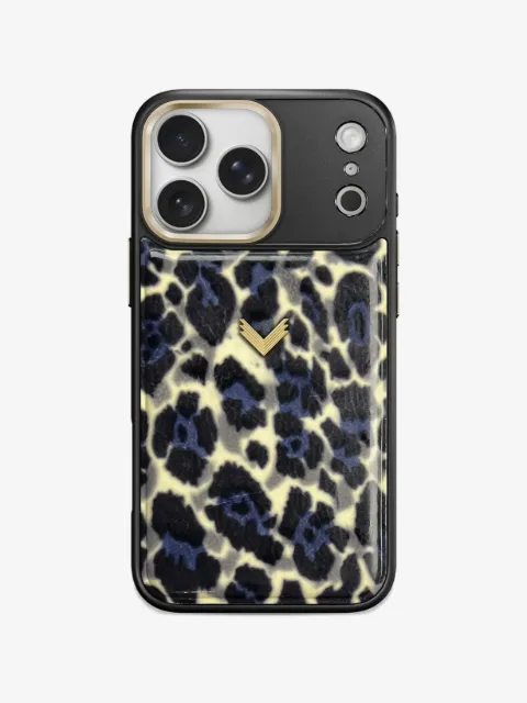 VELANTE leopard-print leather iPhone 17 Pro phone case