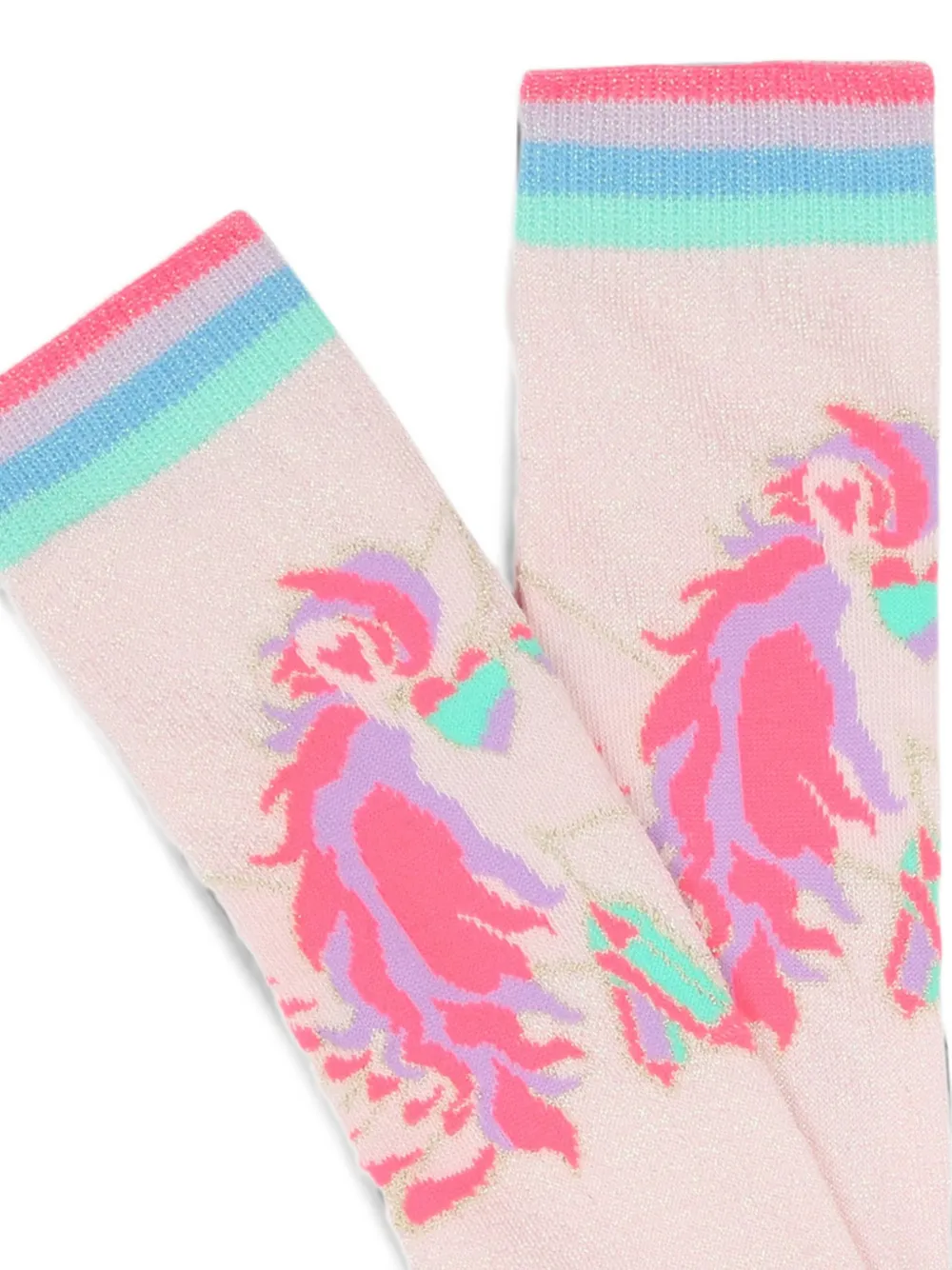 Billieblush Sokken met eenhoorn-intarsia en gestreepte afwerking Roze