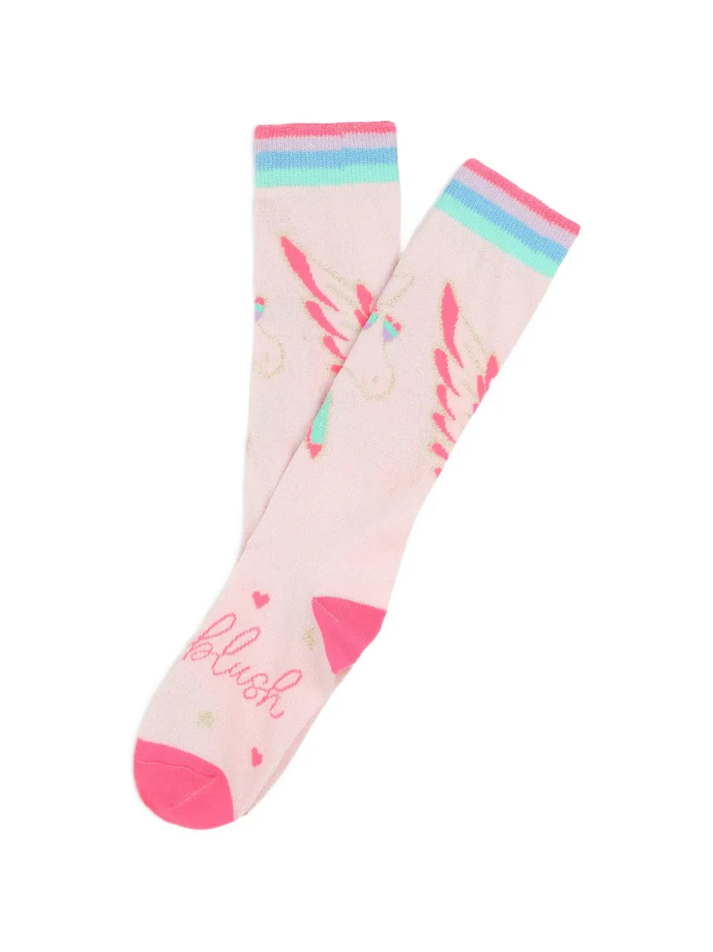Billieblush Sokken met eenhoorn-intarsia en gestreepte afwerking Roze