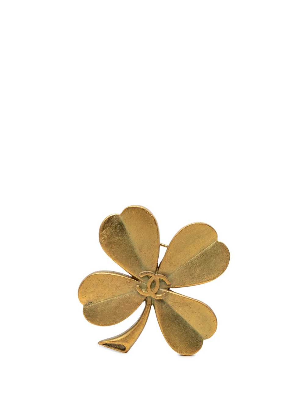 CHANEL Pre-Owned 1994 CC Gold Plated Clover Brooch costume brooch - Oro