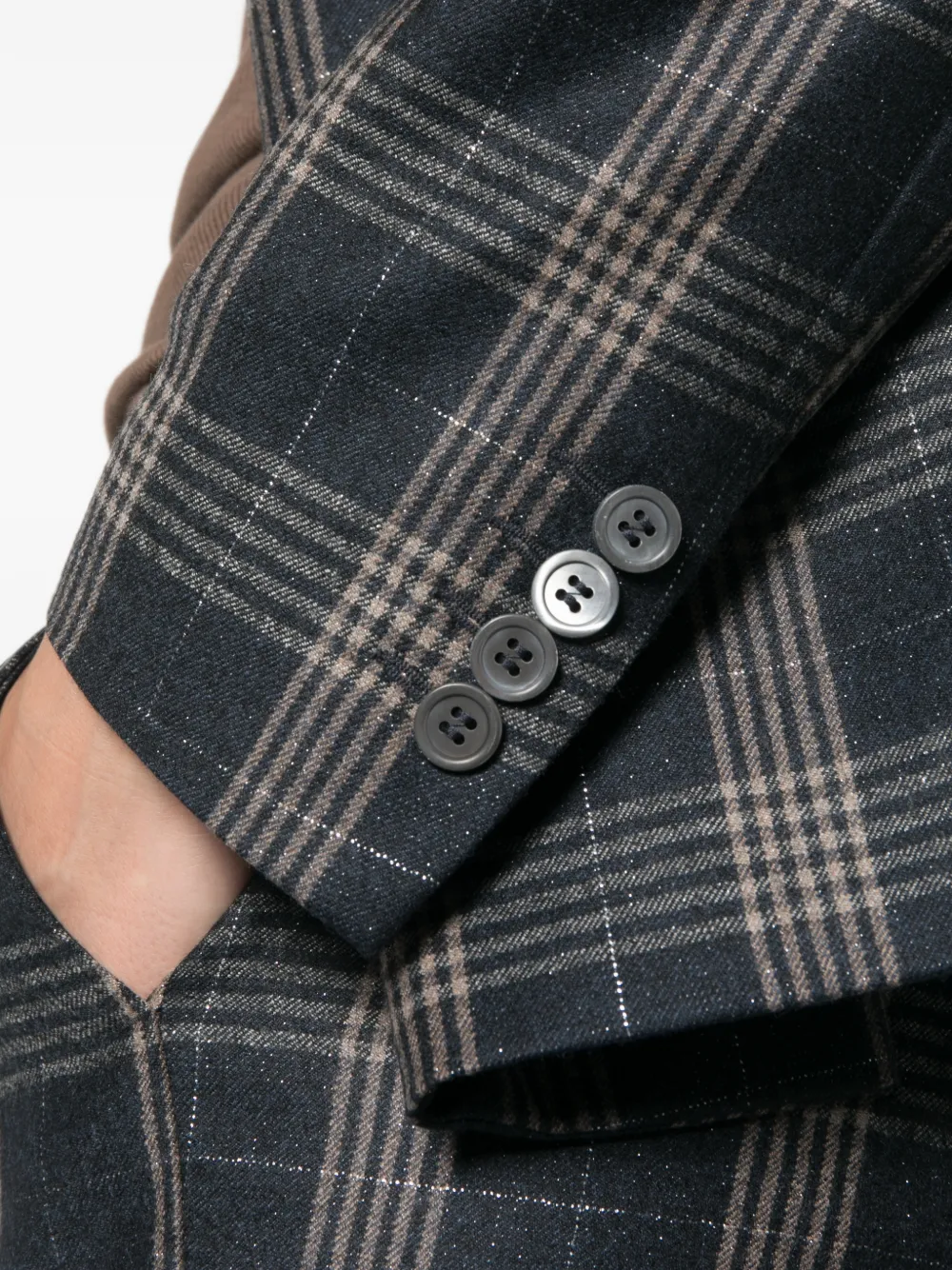 Peserico Geruite blazer met dubbele rij knopen Blauw