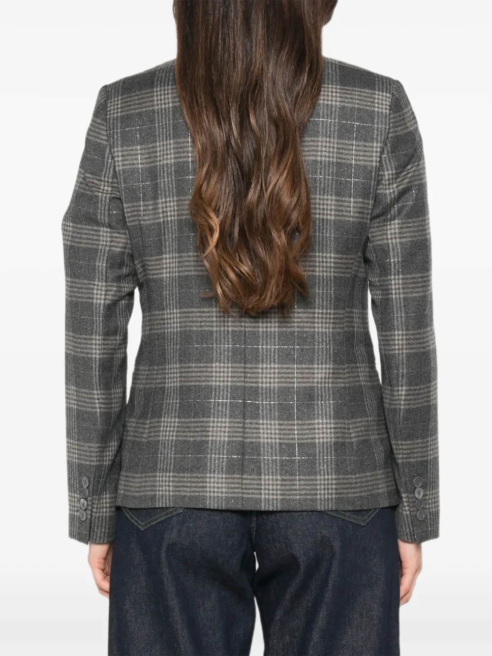 Peserico Geruite blazer met dubbele rij knopen Grijs