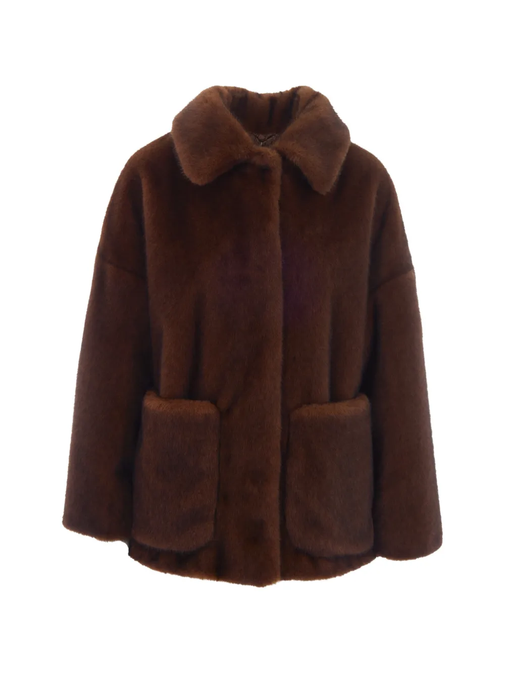 Herno faux-fur patch-pocket coat - Marrone