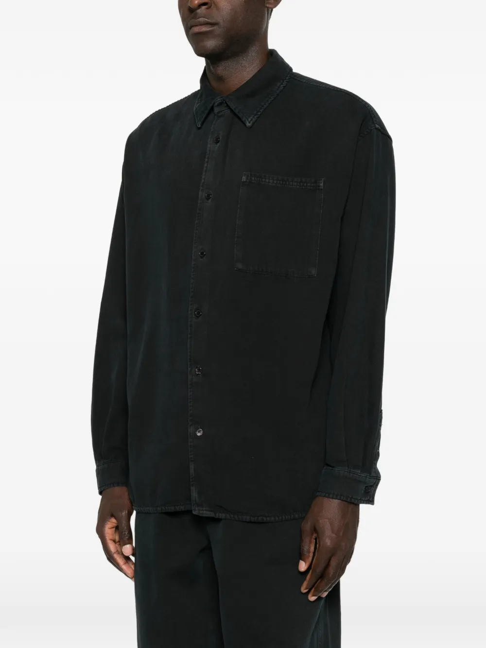 American Vintage Shirtjack met borstzak en knopen Zwart