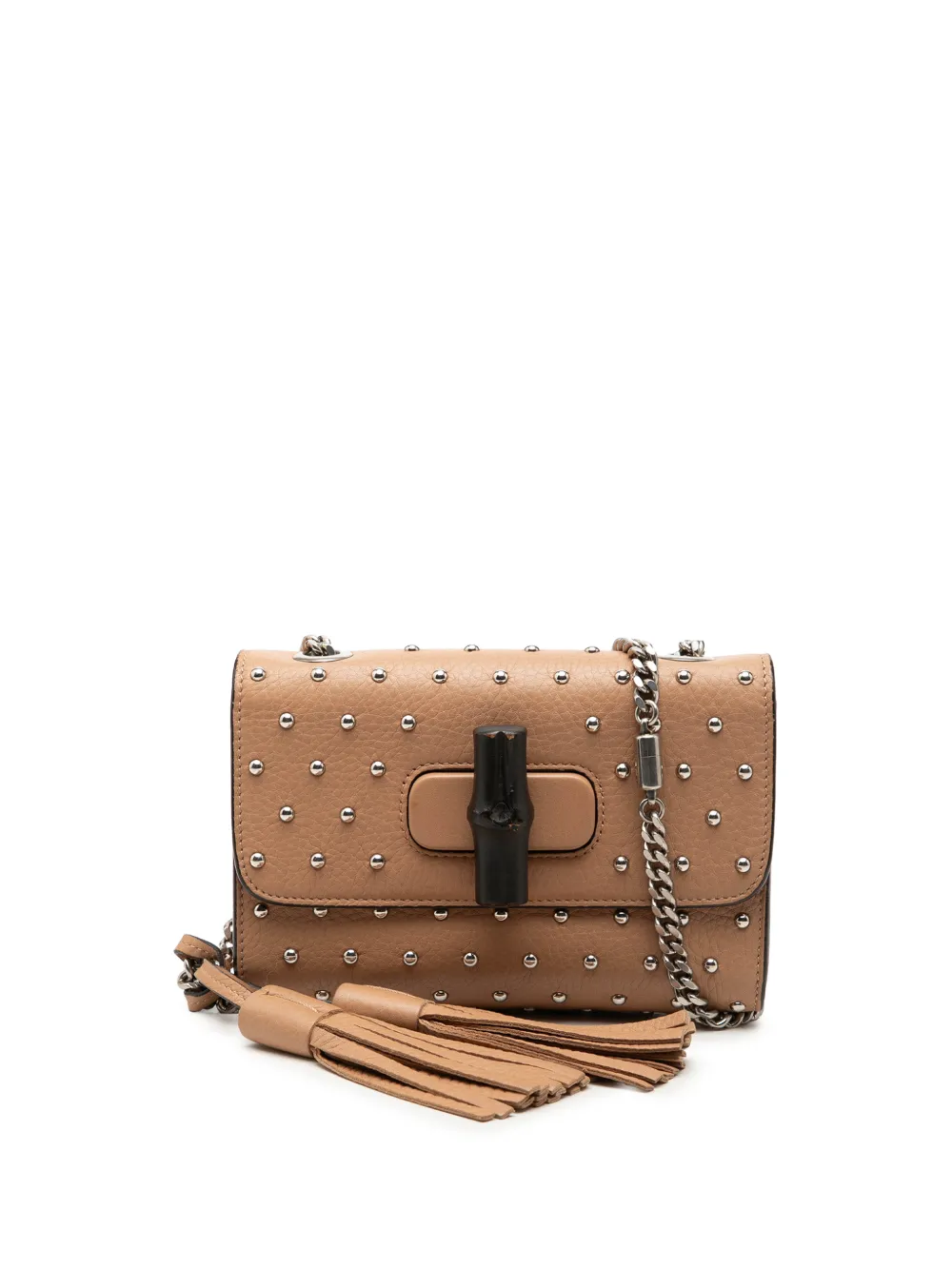 Gucci Pre-Owned 2000-2015 Small Calfskin Studded Miss Bamboo crossbody bag - Toni neutri