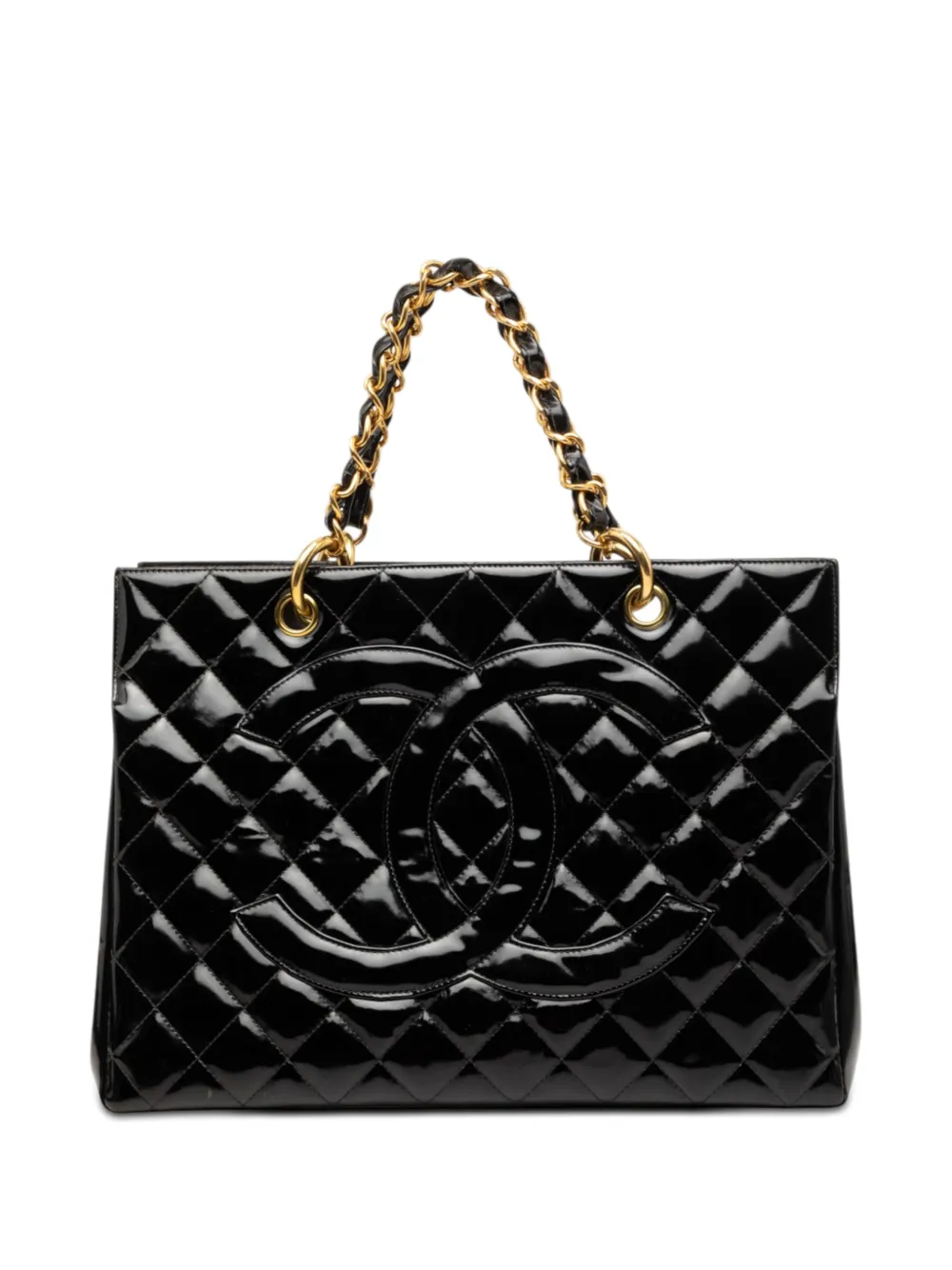 CHANEL Pre-Owned 1997-1999 Grand CC Patent Timeless Shopping tote bag - Nero