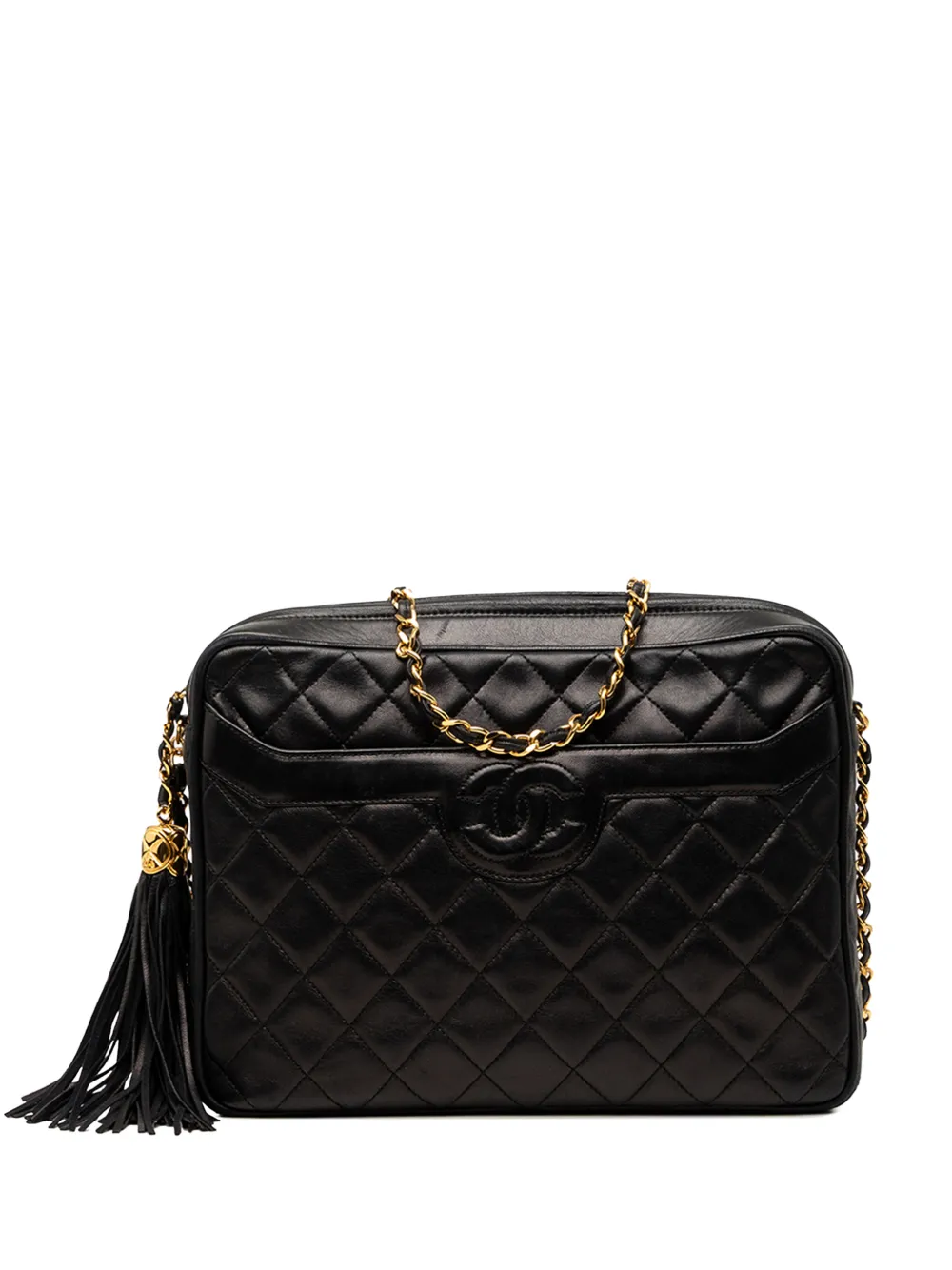 CHANEL Pre-Owned 1991-1994 Medium CC Quilted Lambskin Tassel Camera Bag crossbody bag - Nero