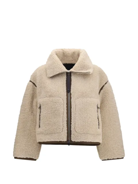 PINKO faux-shearling faux-leather-trim jacket