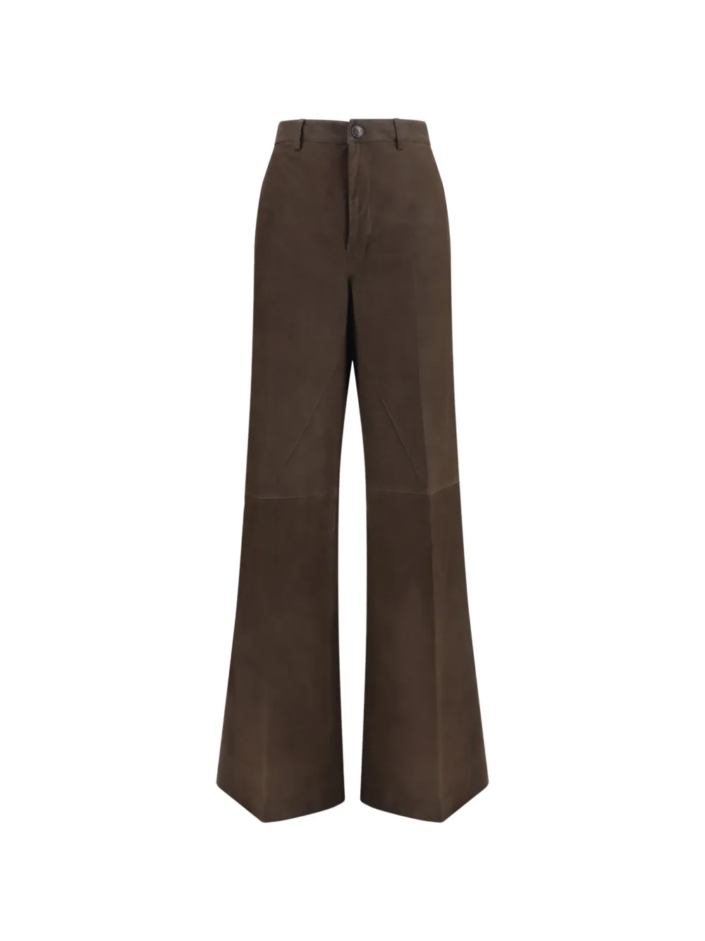Rick Owens wide-leg panelled suede trousers - Marrone