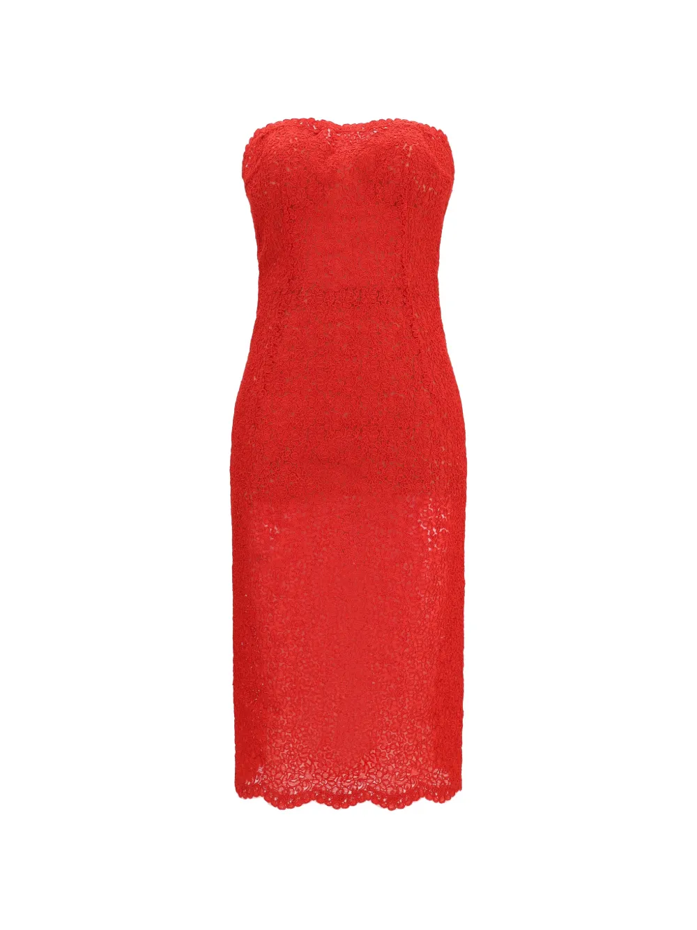 Ermanno Scervino strapless floral-lace midi dress - Red