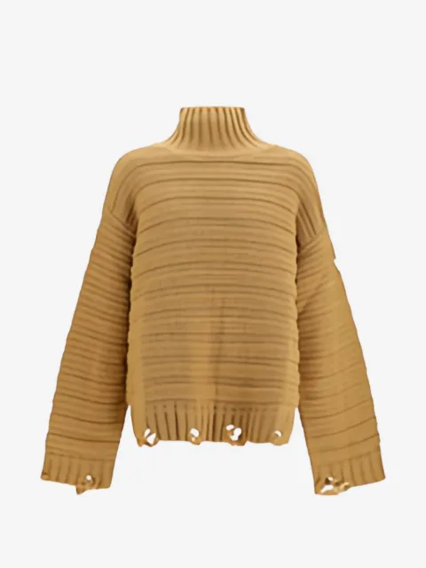 MM6 Maison Margiela distressed ribbed-knit sweater