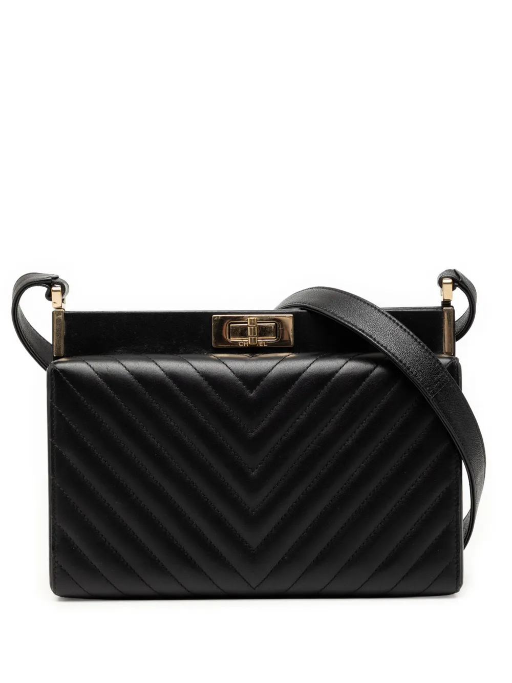 CHANEL Pre-Owned 2018-2019 Chevron Lambskin Reissue 2.55 Frame crossbody bag - Black