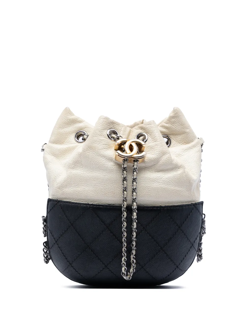 CHANEL Pre-Owned 2018-2019 Small Bicolor Quilted Calfskin Gabrielle bucket bag - Nero