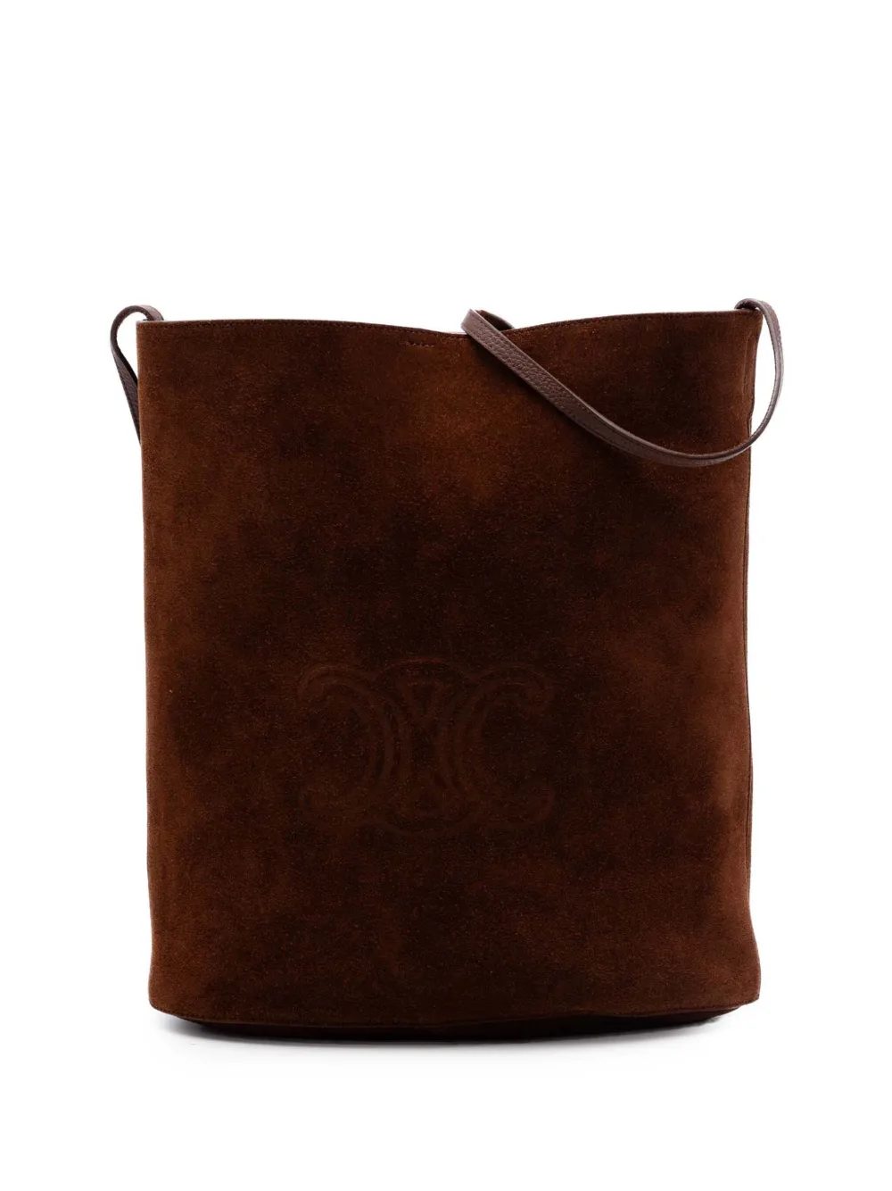 Celine Pre-Owned 2023 Triomphe Suede bucket bag - Marrone