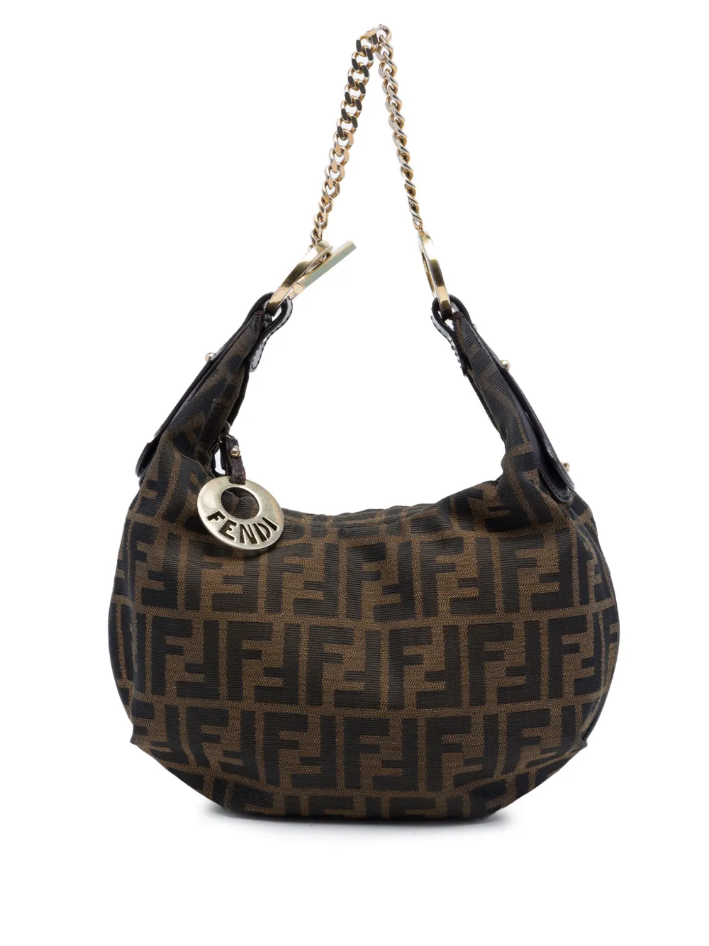 Fendi Pre-Owned 2000-2010 Zucca Canvas Chef Chain hobo bag - Marrone